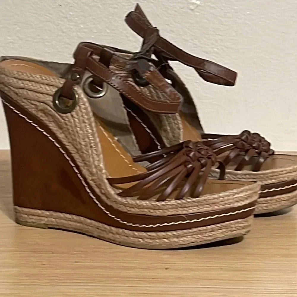 MIA Women's Tan Brown Wedge Platform Sandals Shoes Size 8.5 Medium